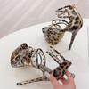 Eilyken New Design Leopard Print Super Thin High Heels Platform Woman Sandals Elegant Rivet PVC Transparent Party Prom Shoes