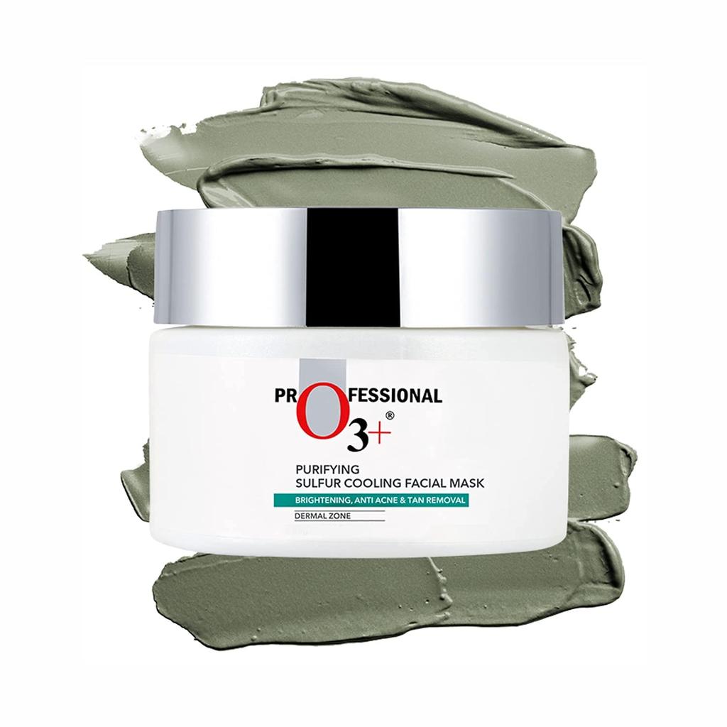 O3+ Purifying Sulfur Cooling Facial Mask 50g Pack for Acne Marks Removal and Radiant Skin Glow