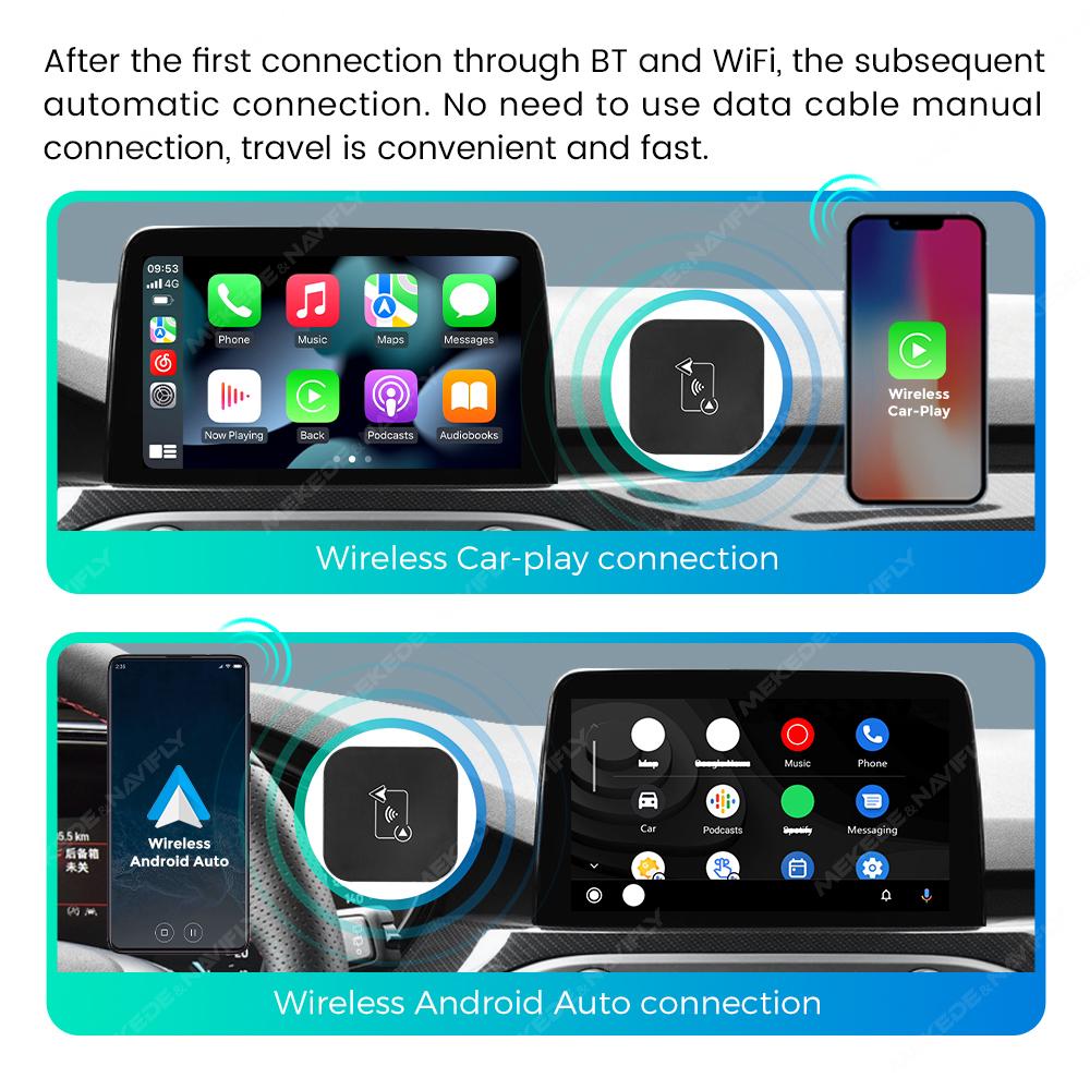 MINI Ai Box 2 în 1 Wireless Carplay Android Auto Adaptor Auto WiFi BT5.0 Plug and Play Recunoaștere Automată Pentru Mașină Universală