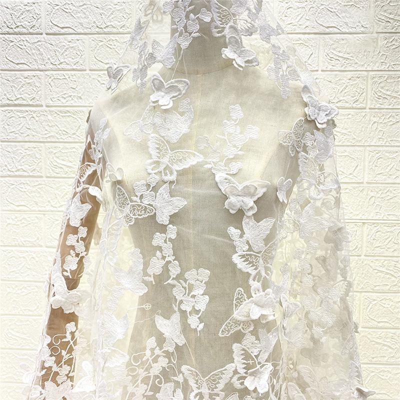 5yards Butterfly Tulle Fabric Handmade Water-Soluble Mesh Embroidery Lace Fashion Fabric DIY Women Clothing Dress Gauze Material