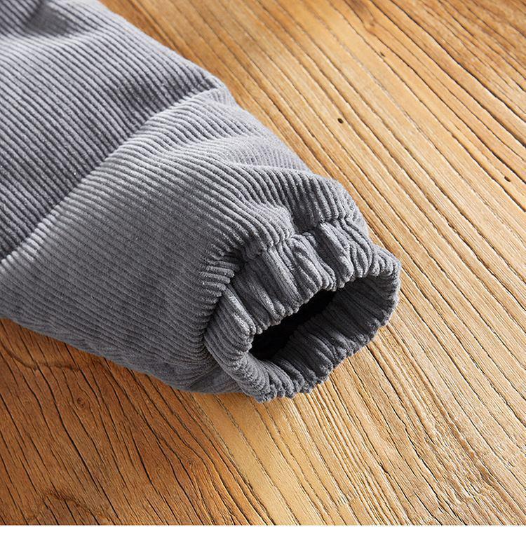 Men's Retro Corduroy Winter Jacket - Thick, Warm, Solid Color, Short Silhouette