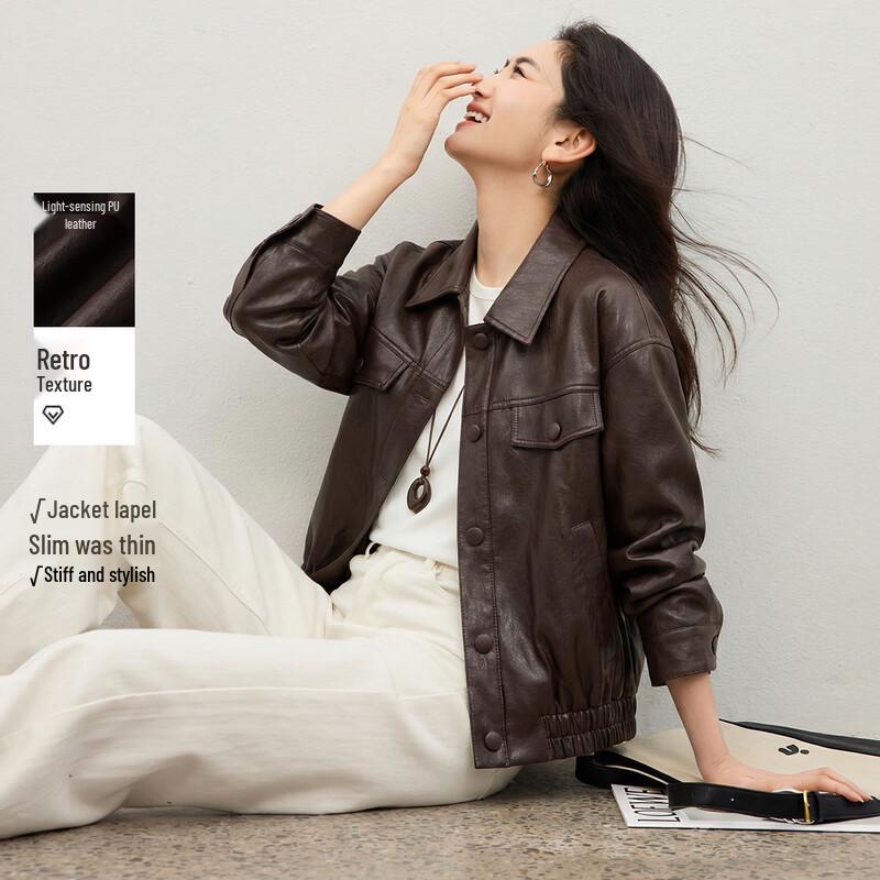 

Metallic Luster Faux Leather Jacket L