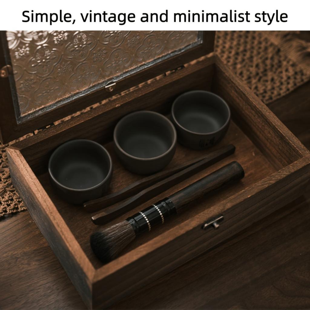 Vintage Paulownia Wood Jewelry Box with Dustproof Flip Lid, Desktop Storage Box with Embossed Begonia Glass Cover, Sturdy Wooden Jewelry Organizer