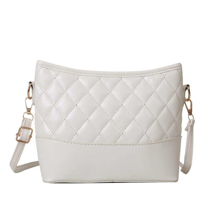 Chic Street Style Color Block Diamond Plaid Single Shoulder Crossbody Bag Women Fashionable Square Bag белый