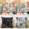 Retro Geometric Antique-Style Jacquard Fabric Cushion Cover Natural Linen Organic Fabric Printing Breathable For Home Decor