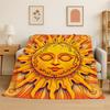 Cartoon Sun Moon Tarot Divination Magic Flannel Blanket Soft Throw Blanket for Bedroom Living Room Bed Travel Camping Picnic Nap