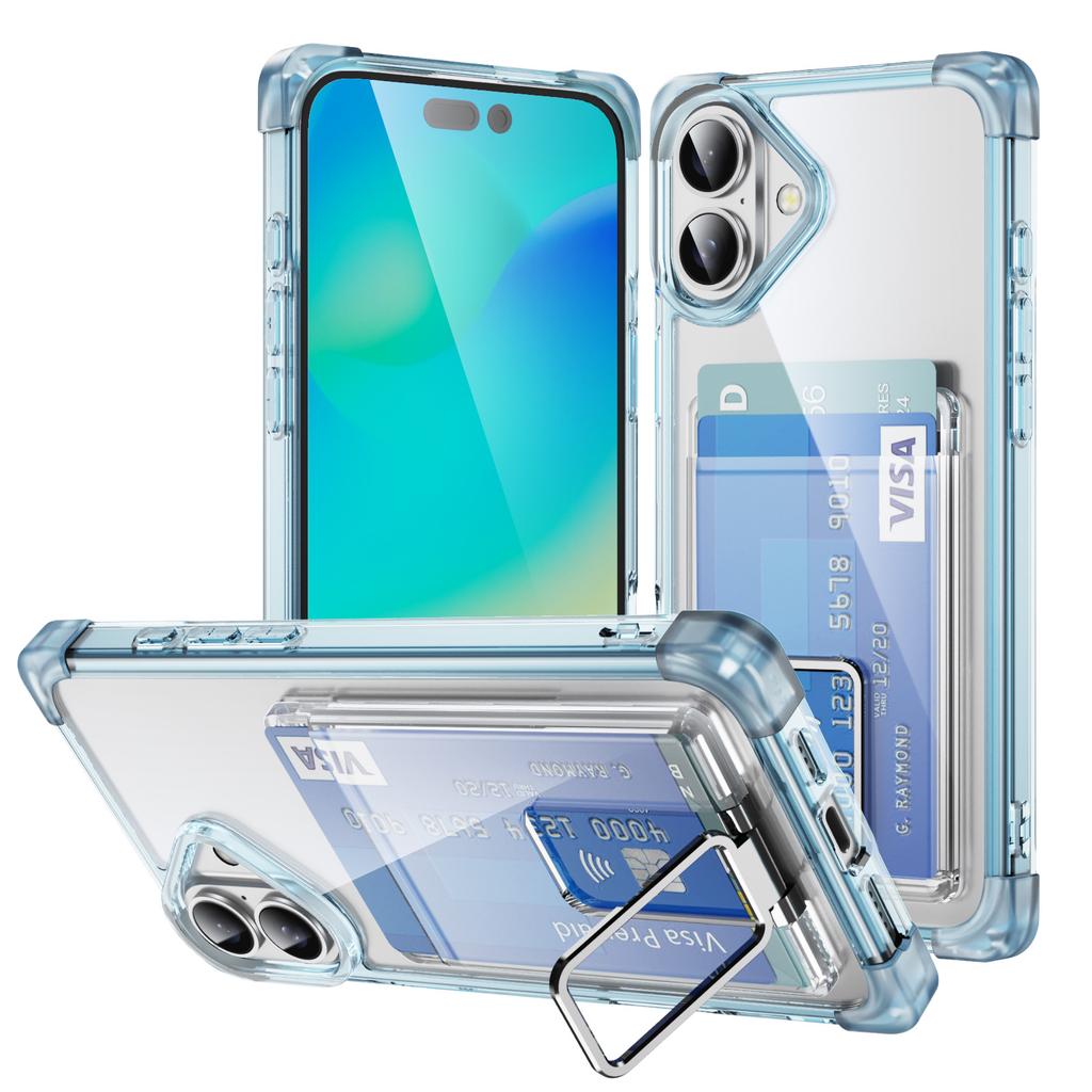 Capa para Celular Porta-Cartões 2 em 1 Transparente Anti-queda Capa para Celular Botão Galvanizado Capa para Celular para Apple