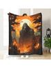 1pc Halloween Big Foot Flannel Fleece Blanket-Comfortable All-Season Polyester, Machine Washable, Sofa Cover Blanket