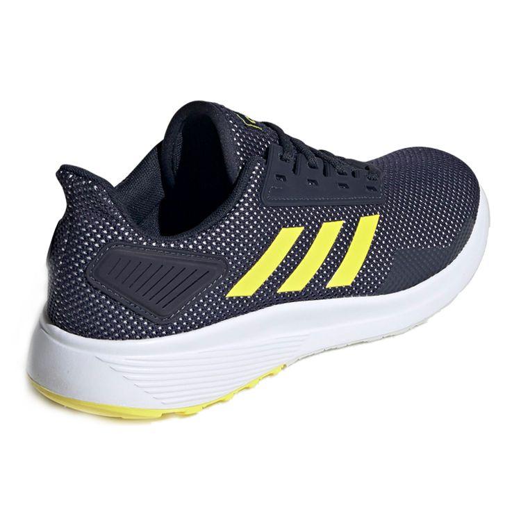 Adidas Duramo 9 Comfortable Cushioning Low-Top Casual Running Shoes Men Sneakers Navy-Blue Yellow EG3007