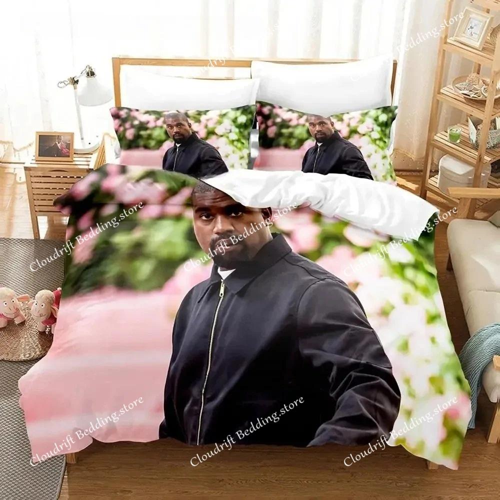 Kanye West Bettwäsche-Set Einzelbett, Twin, Full, Queen, Kingsize-Bett-Set, Erwachsenen-Jungen-Schlafzimmer-Bettbezug-Sets, 3D-Druck, Anime