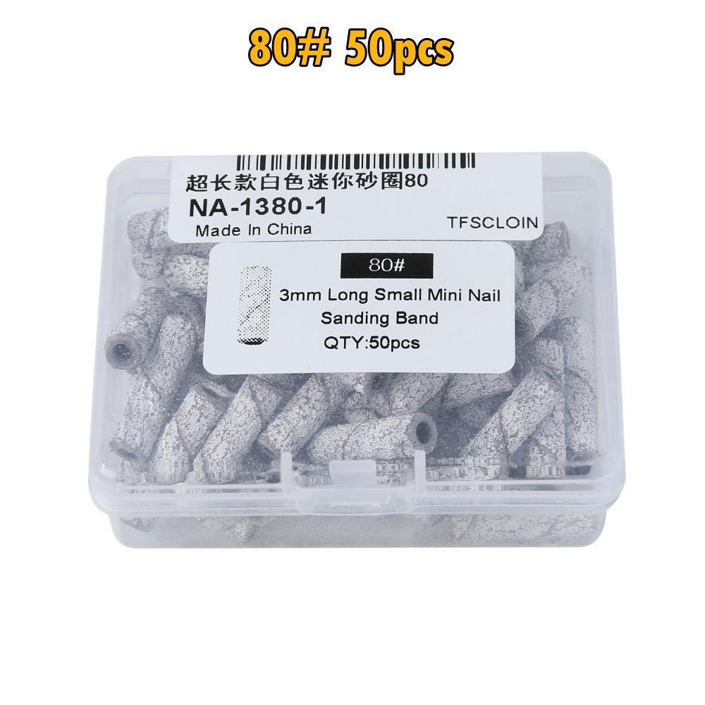 

50 шт./кор. длинные маленькие мини-шлифовальные ленты из нержавеющей стали, оправка для маникюра, наждачная бумага, кольцо-держатель, аксессуары для дрели для ногтей