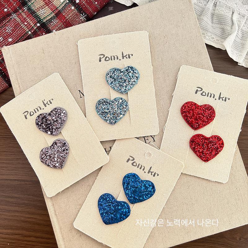 Neuer Süßer und Niedlicher Kinderstil Feiner Glitzernder Fünfzackiger Stern Herz Mode Haarspange Paillettenstern Gebrochene Haarspange Mädchen Haaraccessoire