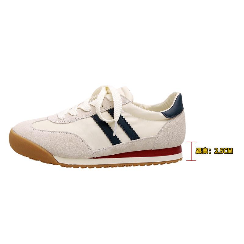 Leather Retro German Training Shoes Women's New Versatile Inner Height Increase Single Shoes Color Matching Soft Sole Breathable Casual Forrest Gump