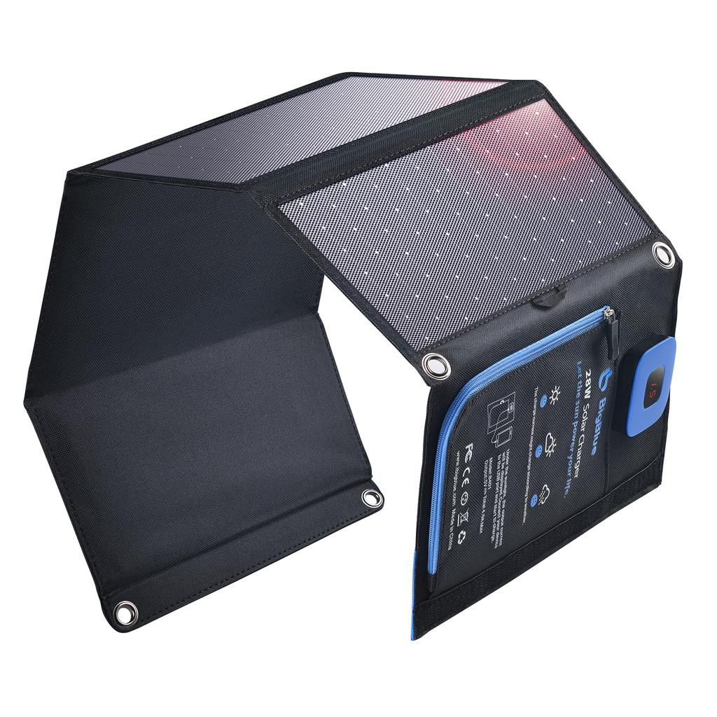 For BigBlue 28W Solar Charger with Current Compact 2 USB Ports with Conversion Includes 2 Ideal for and Outdoor Compatible with and LG [New 2025]