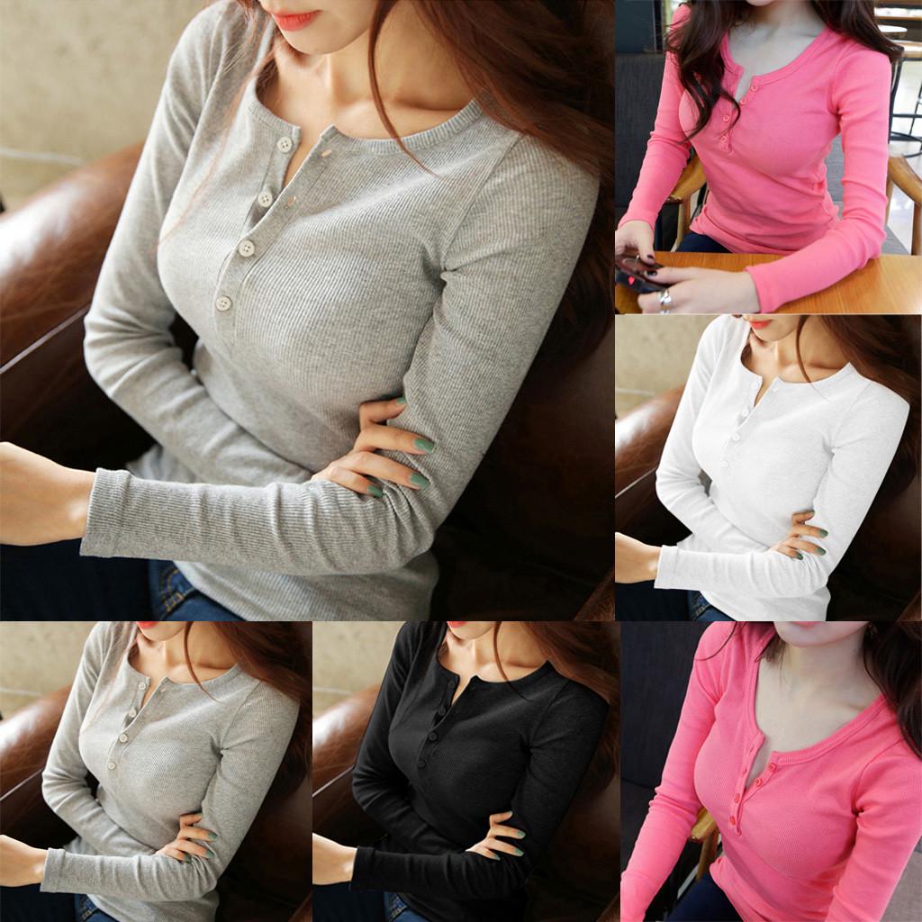 

Women Korean Version Loose Button Long Sleeve Bottoming Shirt Casual Tops