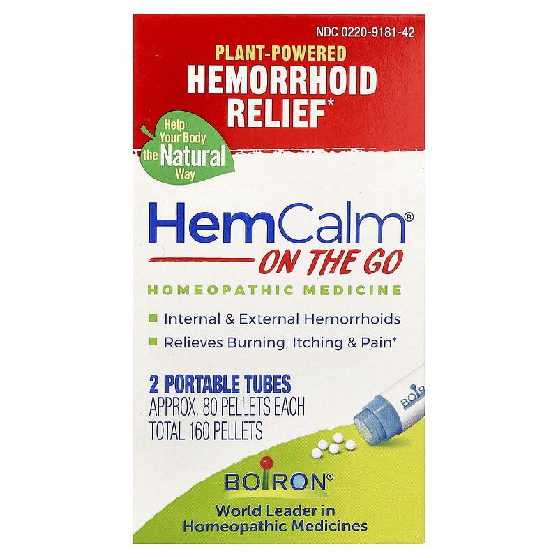HemCalm® On The Go, Hemorrhoid Relief, 2 Portable Tubes, Approx. 80 Pellets Each