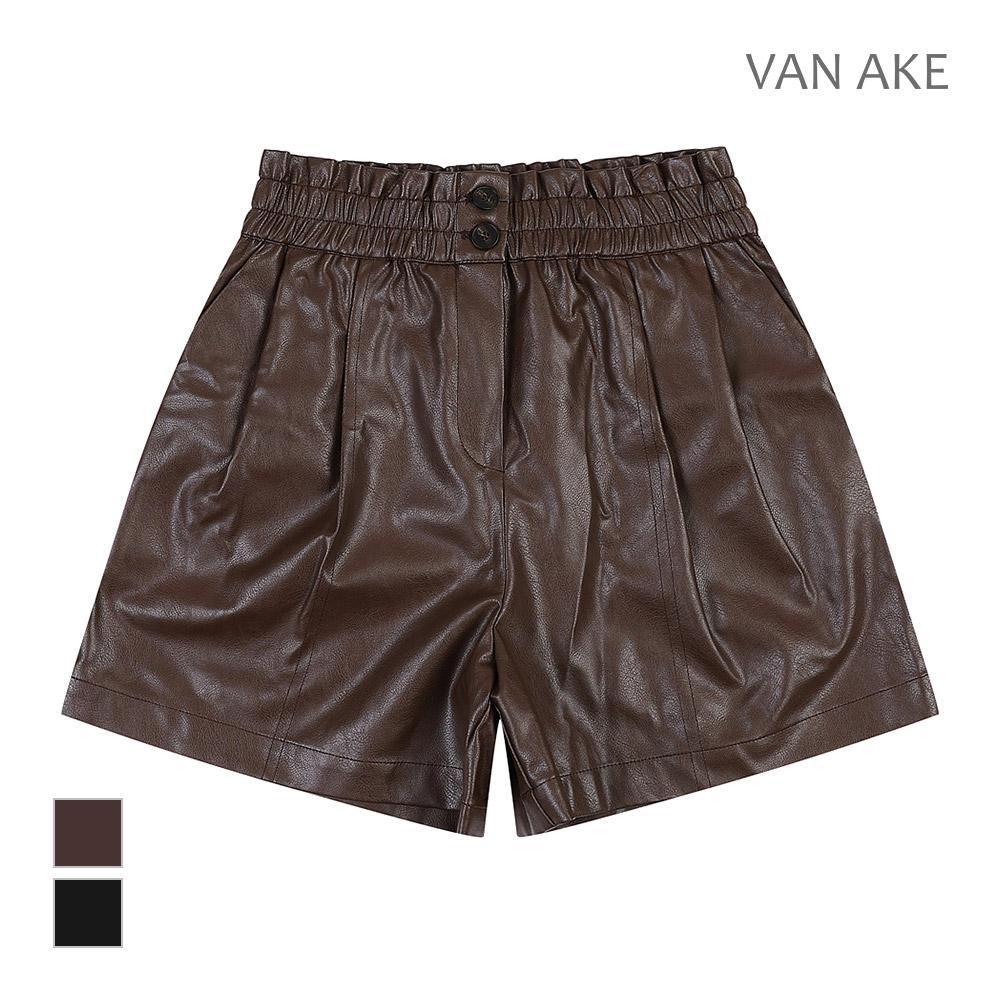 VANAKE Frill Elastic Leather Shorts_Vb2Yslud03Z