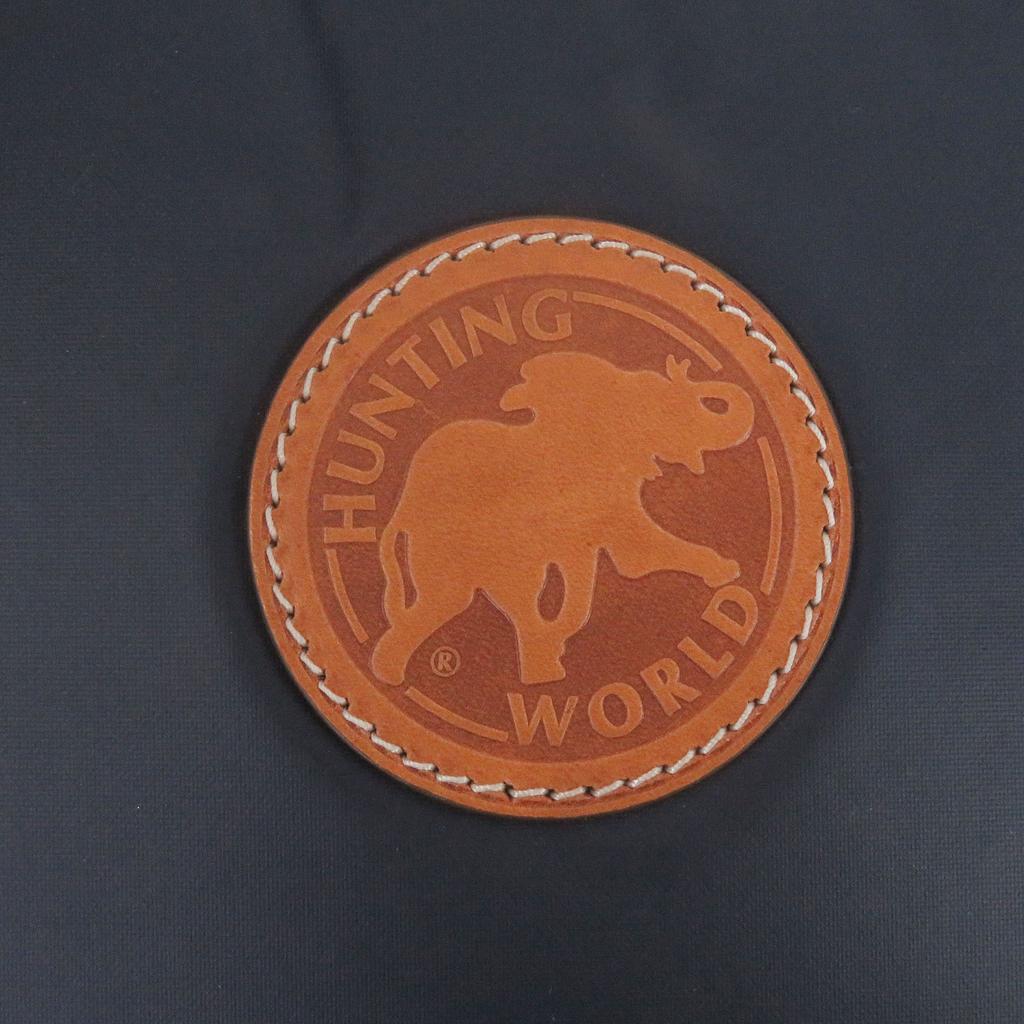 Excellent HUNTING WORLD Tote Bag Logo Patch Navy Brown Battling Cross Mens Used