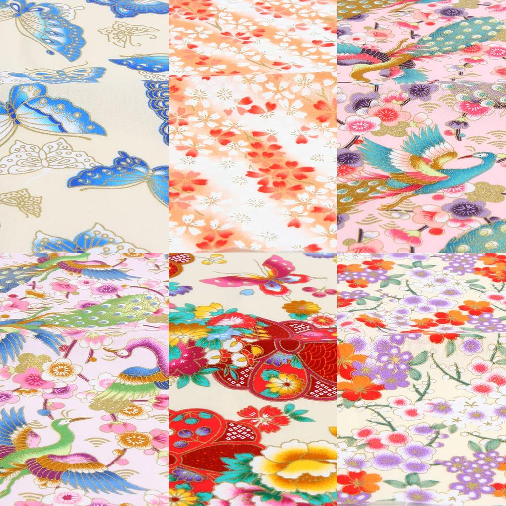 DERAYEE 30 Gold Foil Handmade Craft Floral and Animal Sewing Japanese-Style Fabric, Sheets, 20x25cm, Stamping, Supplies, Prints, Gift,