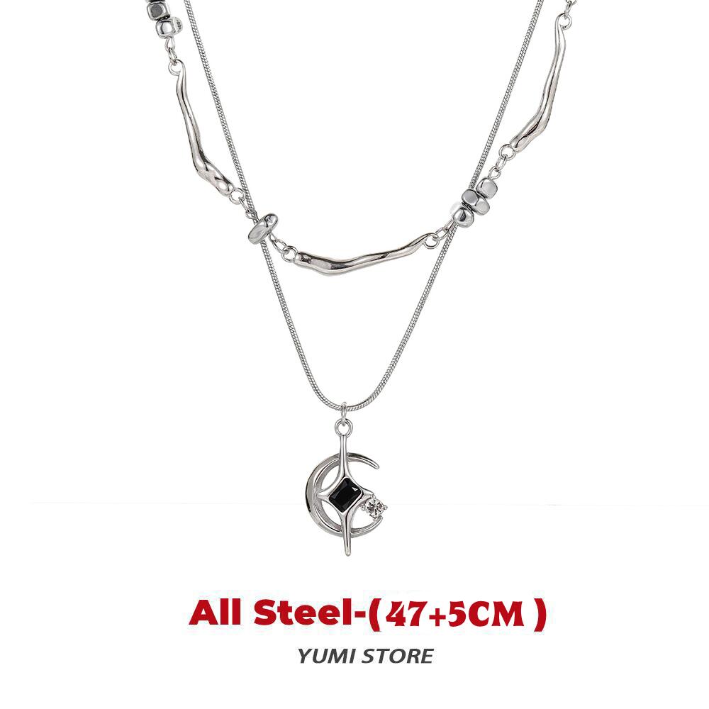 Titanium Steel Double Layer Star Cross Necklace For Man Women Luxury Design Hip Hop Clavicle Chain Fashion Wholesale