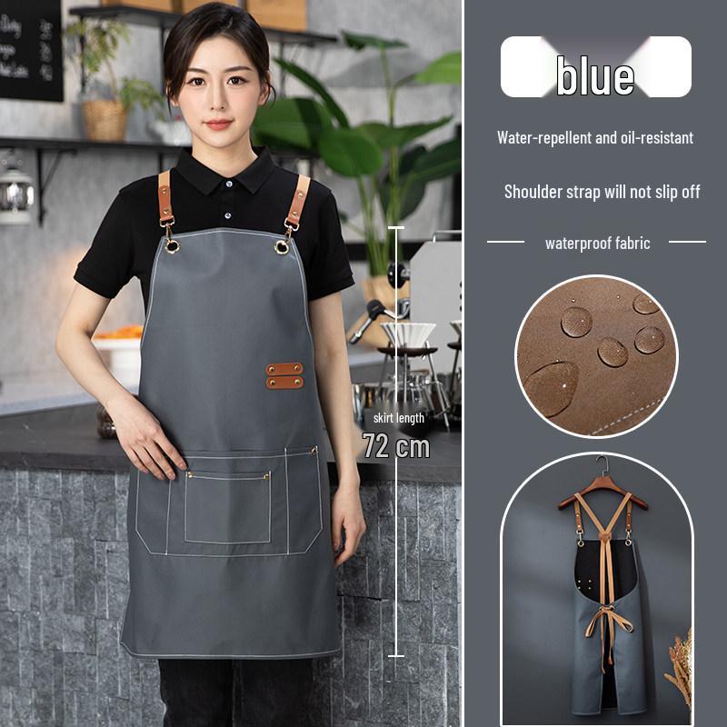 Winter 2025 Oil-Proof PU Leather Catering Apron with Logo Print - Waterproof & Work-Ready