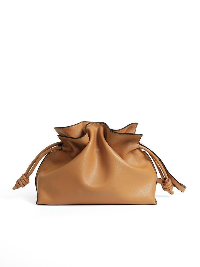 Pleated Cloud Bag: Women's Casual Cowhide Shoulder & Crossbody Bag with Drawstring for Versatile Commuting
