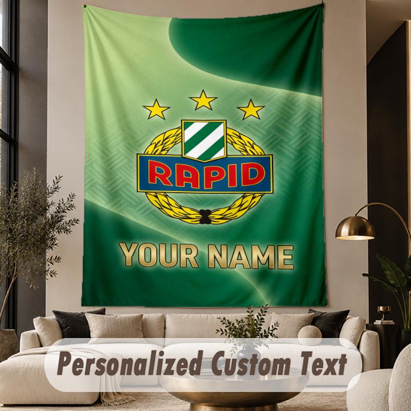 Custom Text Tapestry Rapid Wien FC Print Wall Tapestry Indoor Living Room Wall Decor