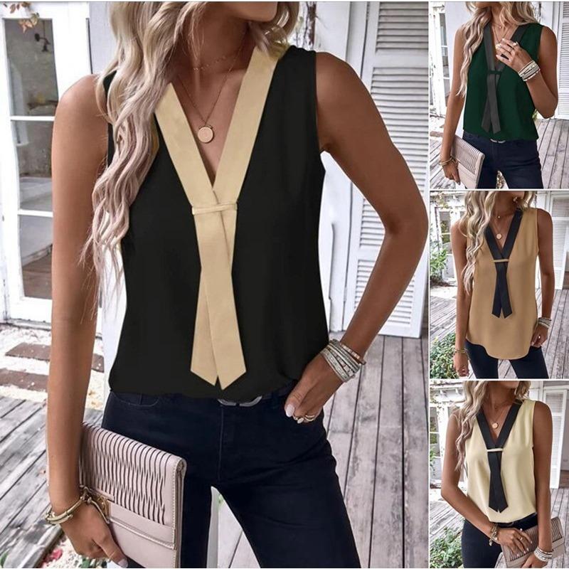 V-neck Sleeveless Casual Women’s Blouses & Shirts