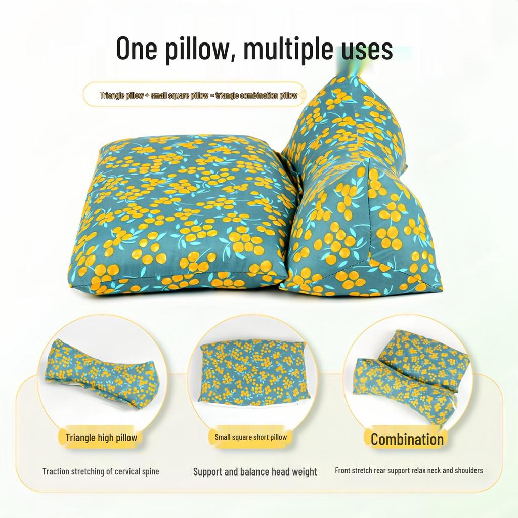 Buckwheat Husk Diamond-Shaped Neck Pillow: Multi-Functional, Detachable, Washable Floral Design