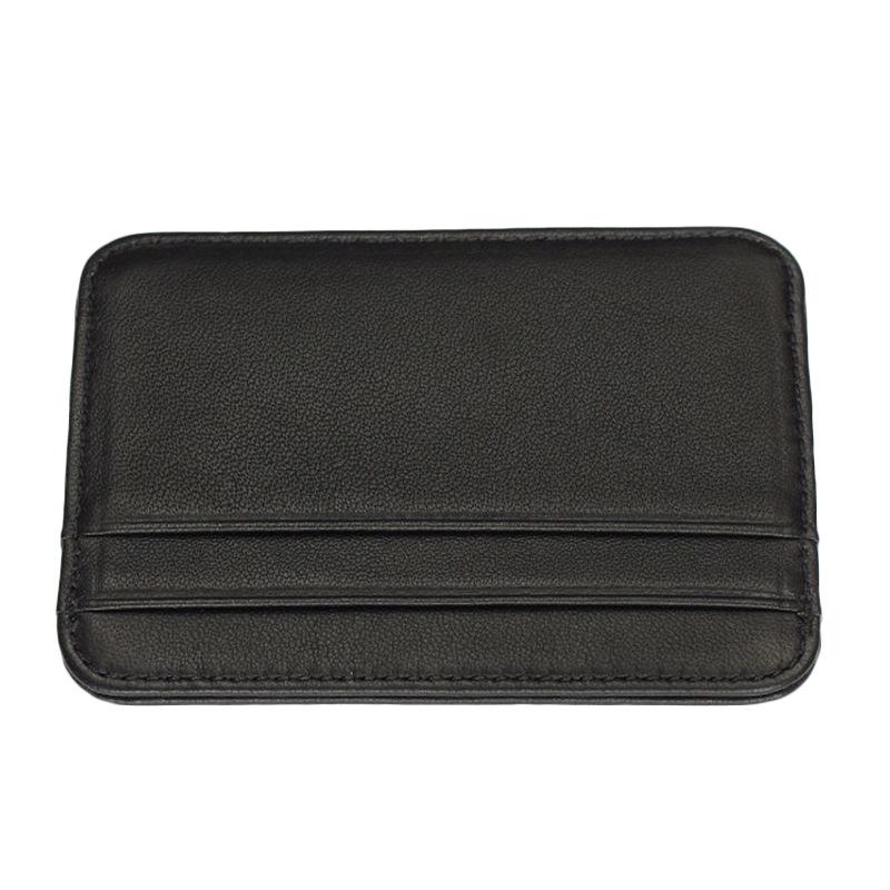 Genuine Leather Card Holder Slim Business Card ID Holder Credit Card Case Thin Small Wallet for Men Cardholder Sticker Black
