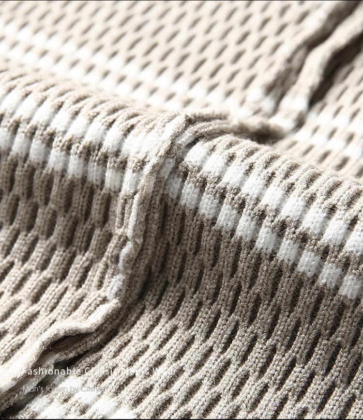 Men's Striped Knitwear: 2025 Autumn/Winter Collection - Stretchy, Thick, Versatile, Casual Round Neck Base Layer