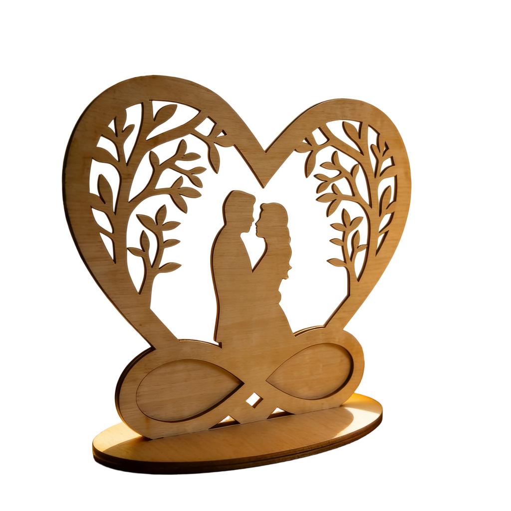 Heart,shaped Wooden Hollowed,out Couple Display Stand, Eternal Love Tabletop Decoration, Gift For Valentine's Day