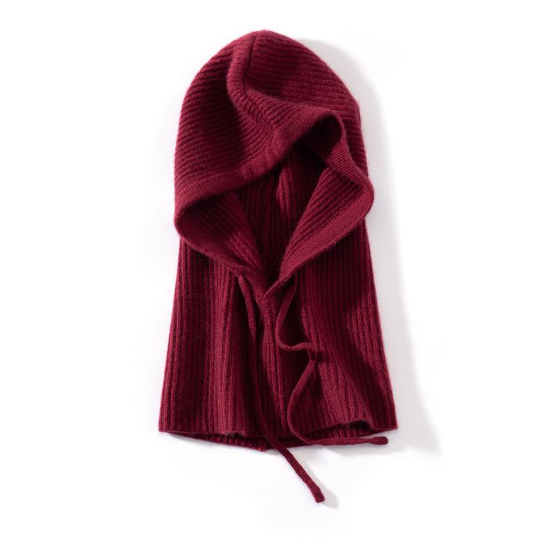 Ull Kaschmir Stickad Huva Hatt Scarf Eleganta Hattar Mössor Dam Herr Vinter Halsvärmare Balaklava Huvudbonader Kepsar Unisex