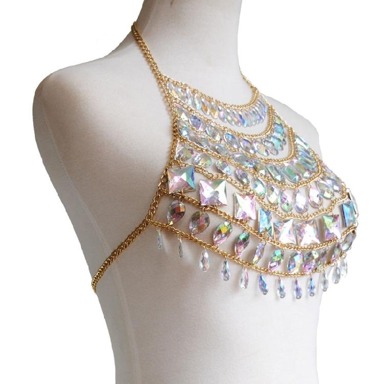 Simple Rhinestone Body Chain Crystal Bikini Bra Body Chain Jewelry Sexy Chain