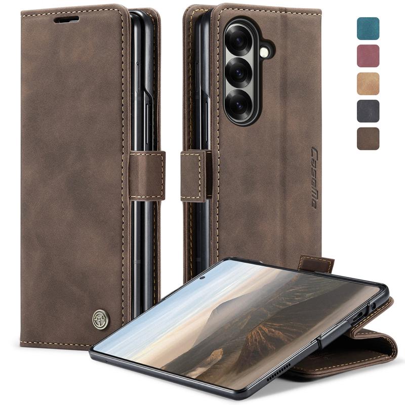CaseMe For Samsung Galaxy Z Fold 7 6 5 Case Magnetic Retro Leather Flip Wallet Stand Cover With Card Slot for Galaxy Z Fold7