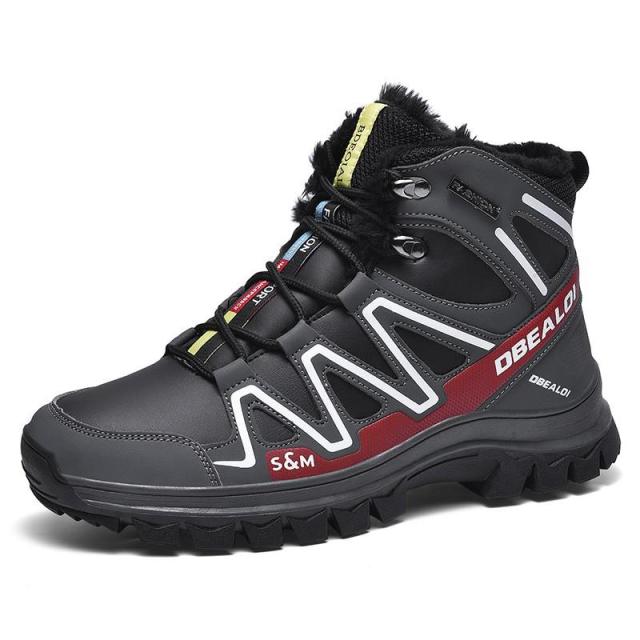 

Мужские зимние ботинки, теплые плюшевые мужские зимние ботинки, кожаные непромокаемые мужские ботильоны, нескользящая резиновая уличная мужская зимняя рабочая обувь 39