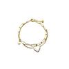 European & American Double Layer Heart Shell Pearl Titanium Bracelet - Colorfast Stainless Steel, Light Luxury Jewelry