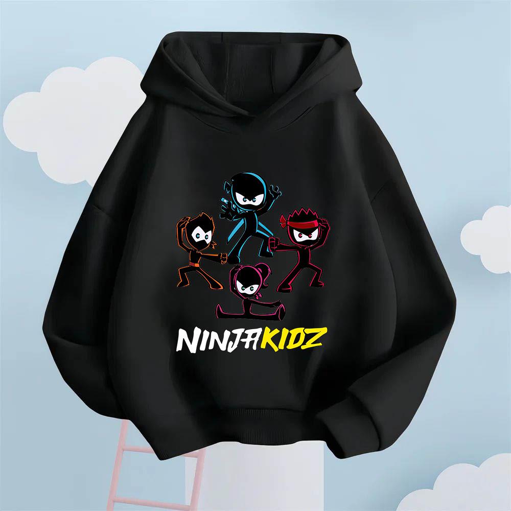 Cartoon Ninja Muster Kinder Herbst und Winter Langarm Pullover Herbst und Winter Neuer Stil Plüsch Freizeit Pullover