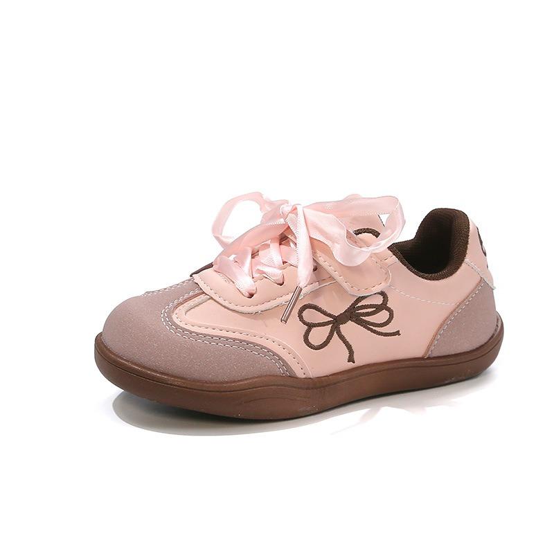 Kids Bow Embroidery Velcro Non Slip Casual Soft Sole Walking Shoes