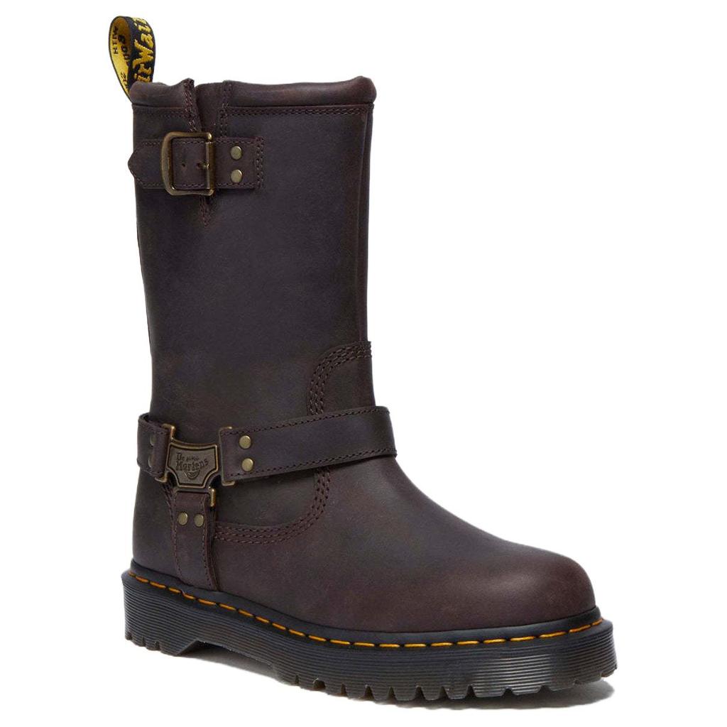 Dr. Martens Anistone High Leather Biker Boot Dark Brown Unisex Sneakers 31901201