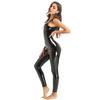 Women's Jumpsuit Liquid Wet Look One Piece Leotard Sleeveless Catsuit Open Crotch Clubwear
