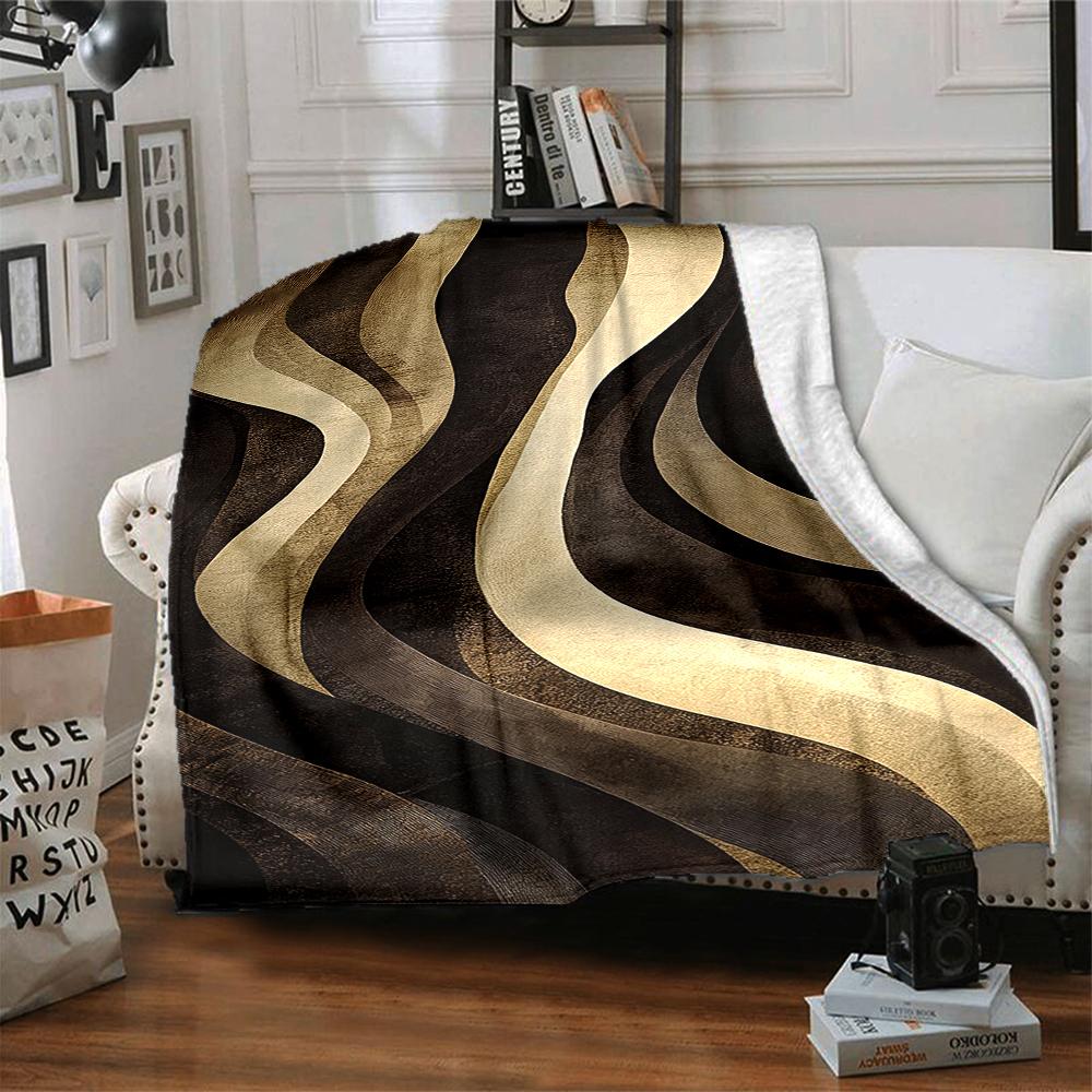1Pc Abstract Wave Blanket Soft And Comfortable Casual Warm Camping Travel Christmas Halloween Xmas Gift M928645