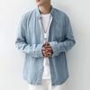 Yousheng Men's Cotton Denim Shirt Long Sleeve Casual Lapel Shirt Solid Color Loose Fit Button Down Shirt for Daily Wear Work Street