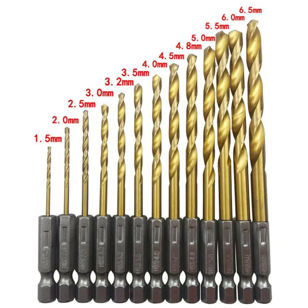 

13 PCS Cobalt T Wist Drill Bit Set Of Drills For Metal Hole Punch HSS Titanium Coated Hard Carbide Drilling Woodworking Tool Bit Hex Shank&Ship Within 24 Hours