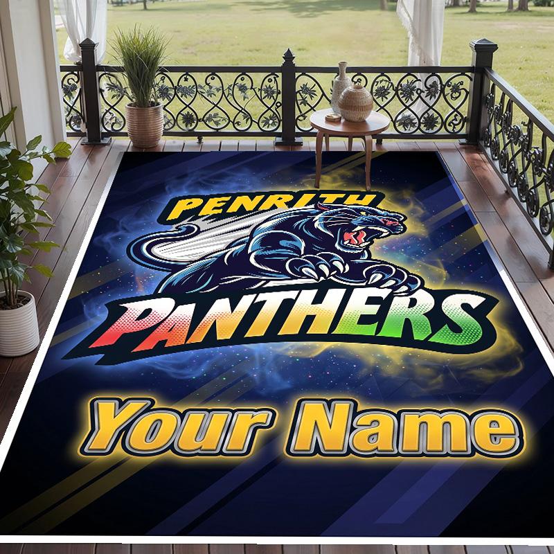 Custom Text Printed Rug Penrith Panthers Non Slip Floor Carpet For Home Room Decor