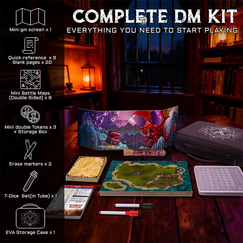 CZYY All-in-One Mini Tabletop RPG Adventure Kit – Compact & Tidy DND Starter Set, Ideal Gift for DMS, Beginners & Travel