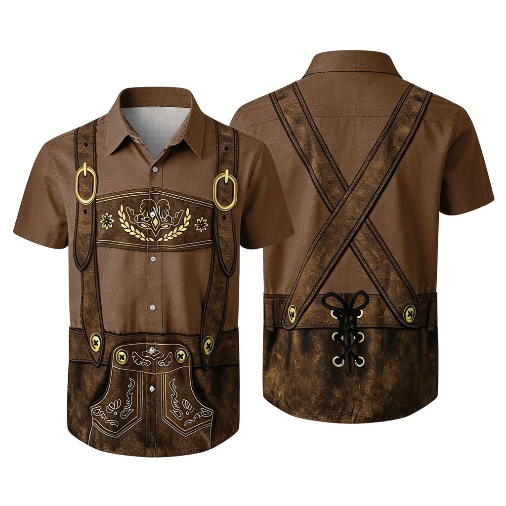 Men's Vintage Print Short Sleeve Cardigan Casual Loose Fit for Party Festival Daily Wear