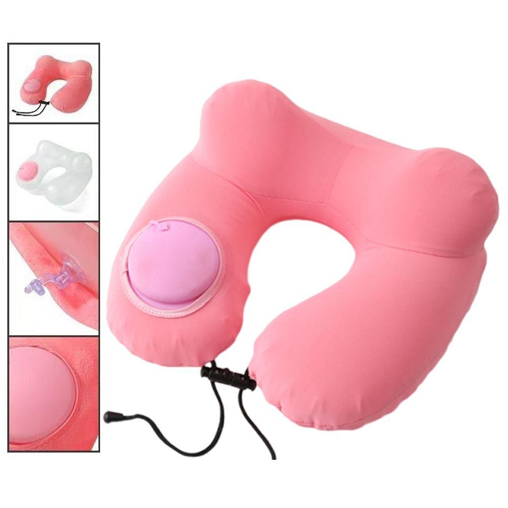 Inflatable U-Shaped Travel Pillow Ice Silk Neck Support Cushion Convenient Neckrest Pad  Airplane