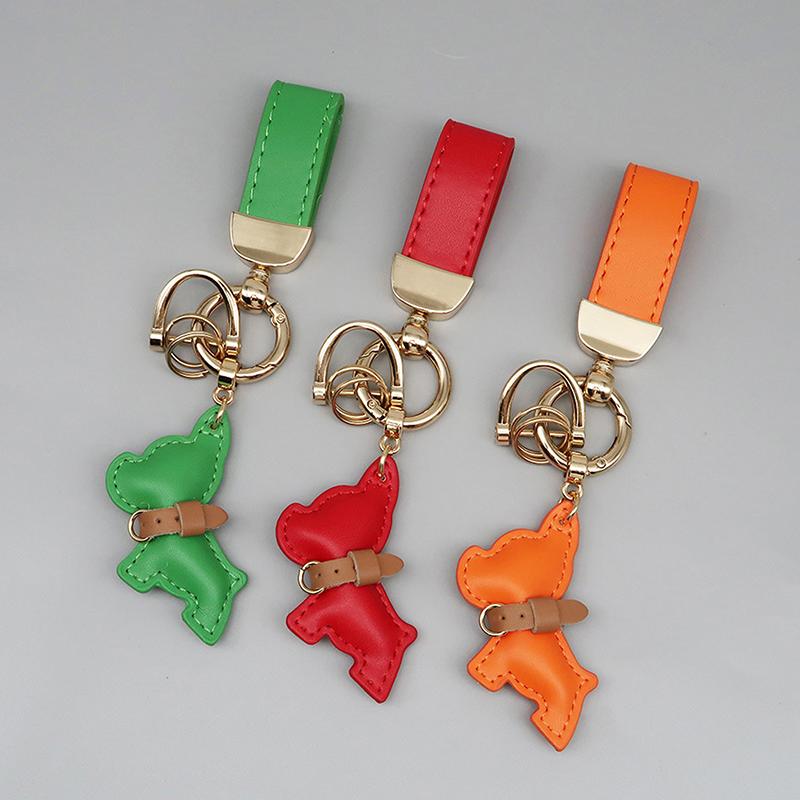 1 Piece Multi-color Leather French Bulldog Puppy Car Keychain Creative Gift Bag Pendant Ornament Cute Car Key Chain