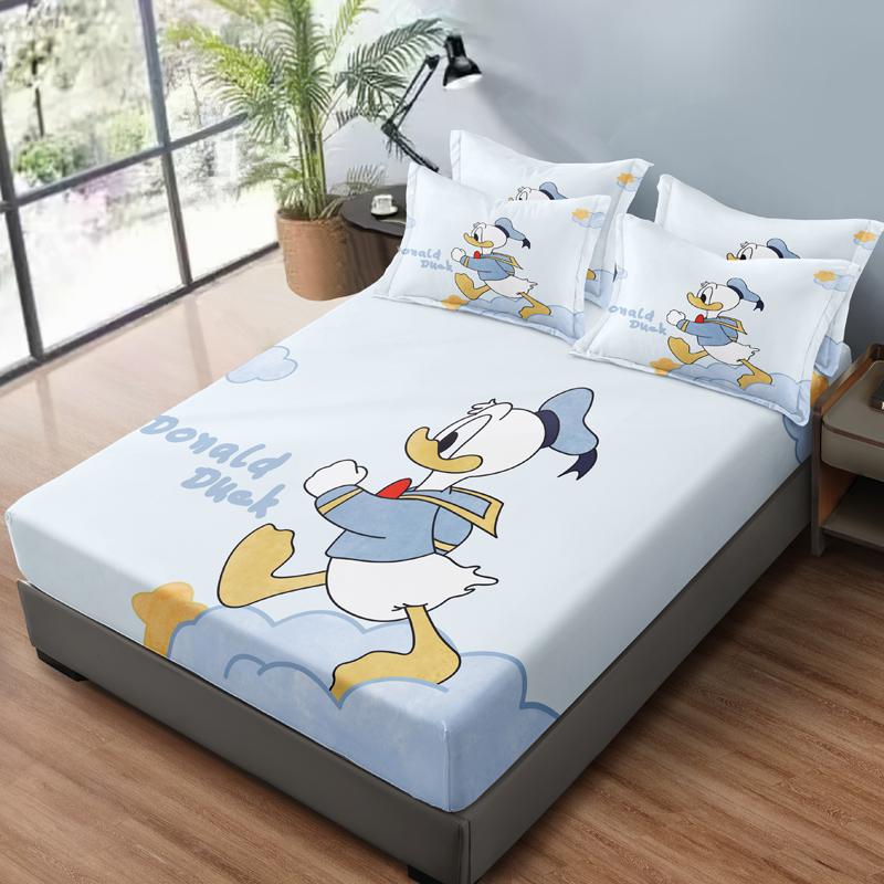 Cartoon 1 Cute Duck Pattern Digital Printed Frosted Fitted Sheet,Bedroom Printed Bed Cover,BeddingNo Pillowcase